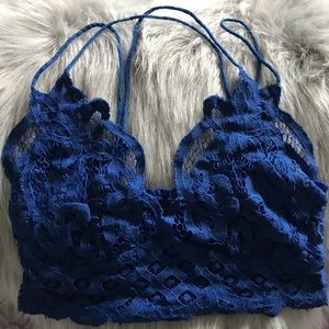 Blue Free People One Adella Lace Bralette Medium